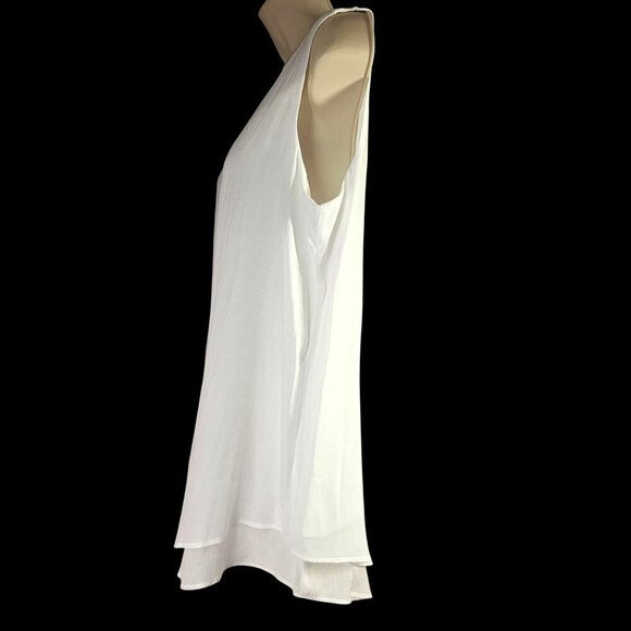 Cristina B White Layered Tank Top Women Sz M/L Lightweight Flowy Poly Rayon Blnd - Picture 1 of 9